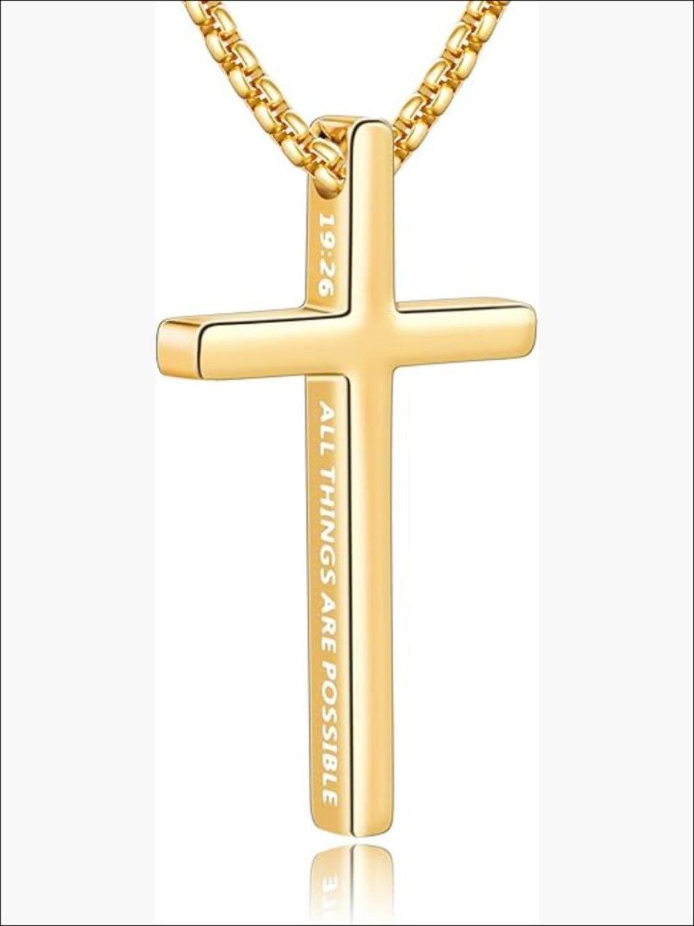 316 Stainless Steel Cross Necklace for Men, Inspirational Bible Verse